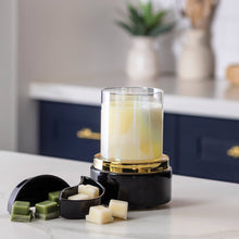 Load image into Gallery viewer, Black and Gold Split Dish 2 in 1 Wax Warmer