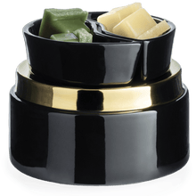 Load image into Gallery viewer, Black and Gold Split Dish 2 in 1 Wax Warmer
