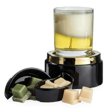 Load image into Gallery viewer, Black and Gold Split Dish 2 in 1 Wax Warmer

